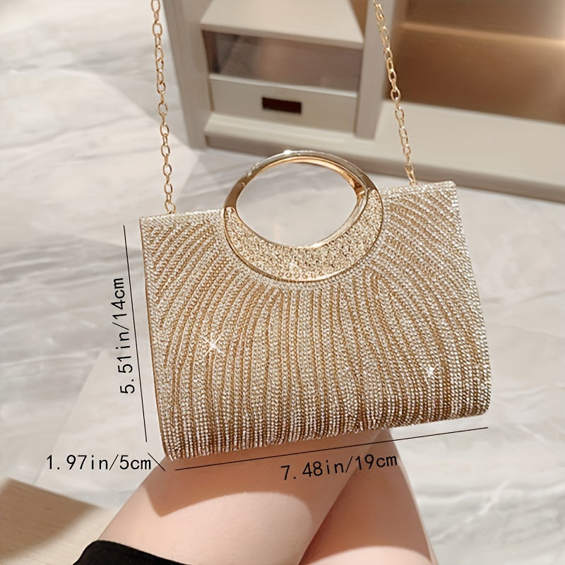 Golden Clutch Bag – Elegant Shoulder Purse for Party & Wedding