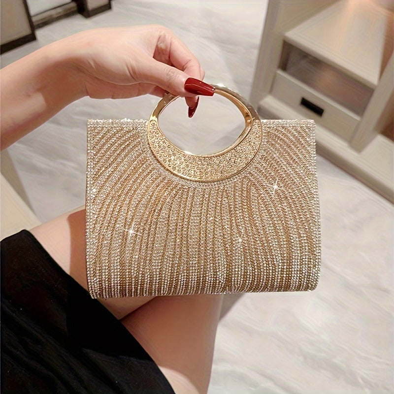 Golden Clutch Bag – Elegant Shoulder Purse for Party & Wedding