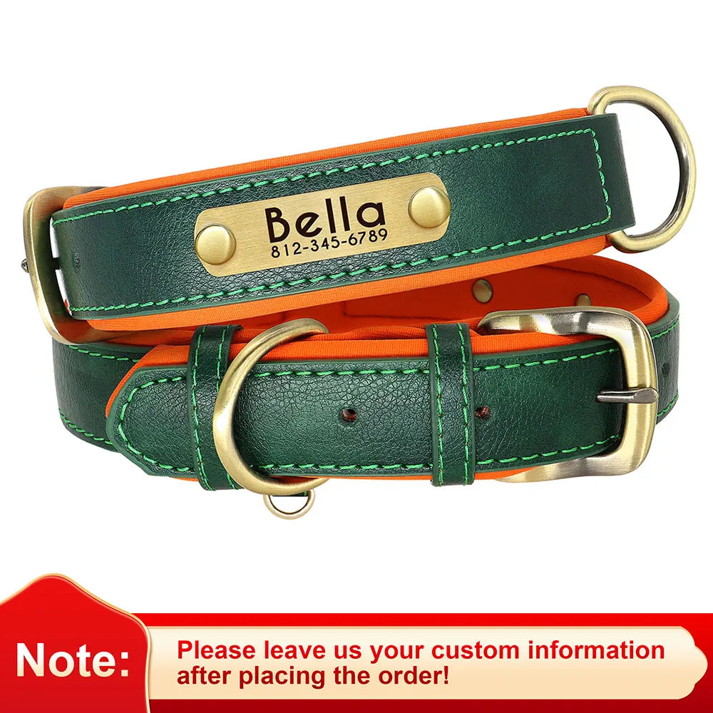 Custom PU Leather Dog Collar β Free Engraving, Adjustable & Padded