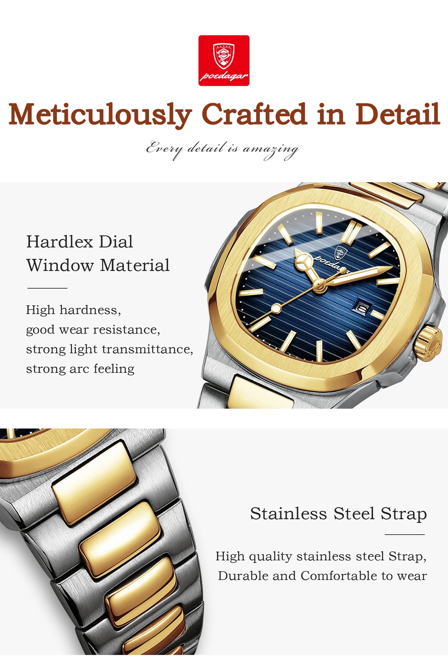 POEDAGAR Luxury Women's Square Watch