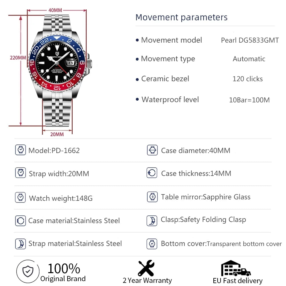 PAGANI DESIGN V3 GMT Men's Luxury Watch - EasyDailyLife