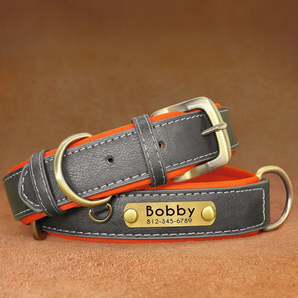 Custom PU Leather Dog Collar β Free Engraving, Adjustable & Padded