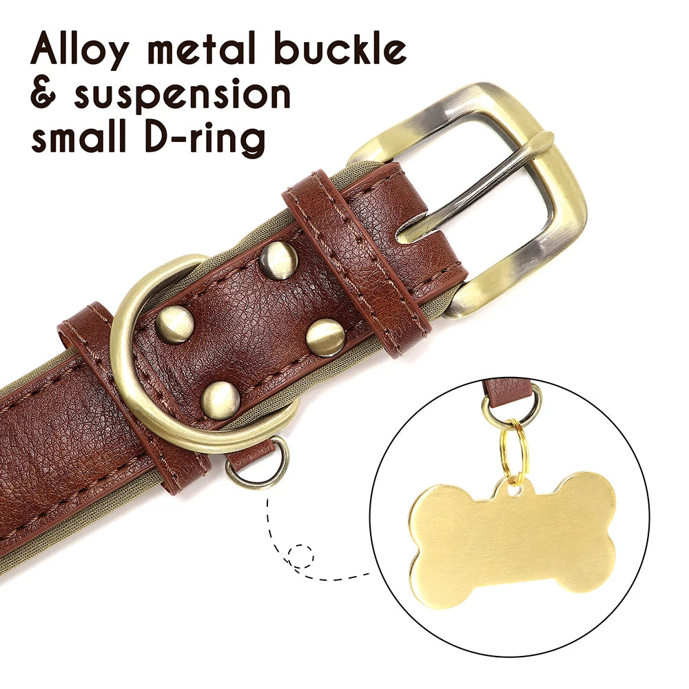 Custom PU Leather Dog Collar β Free Engraving, Adjustable & Padded