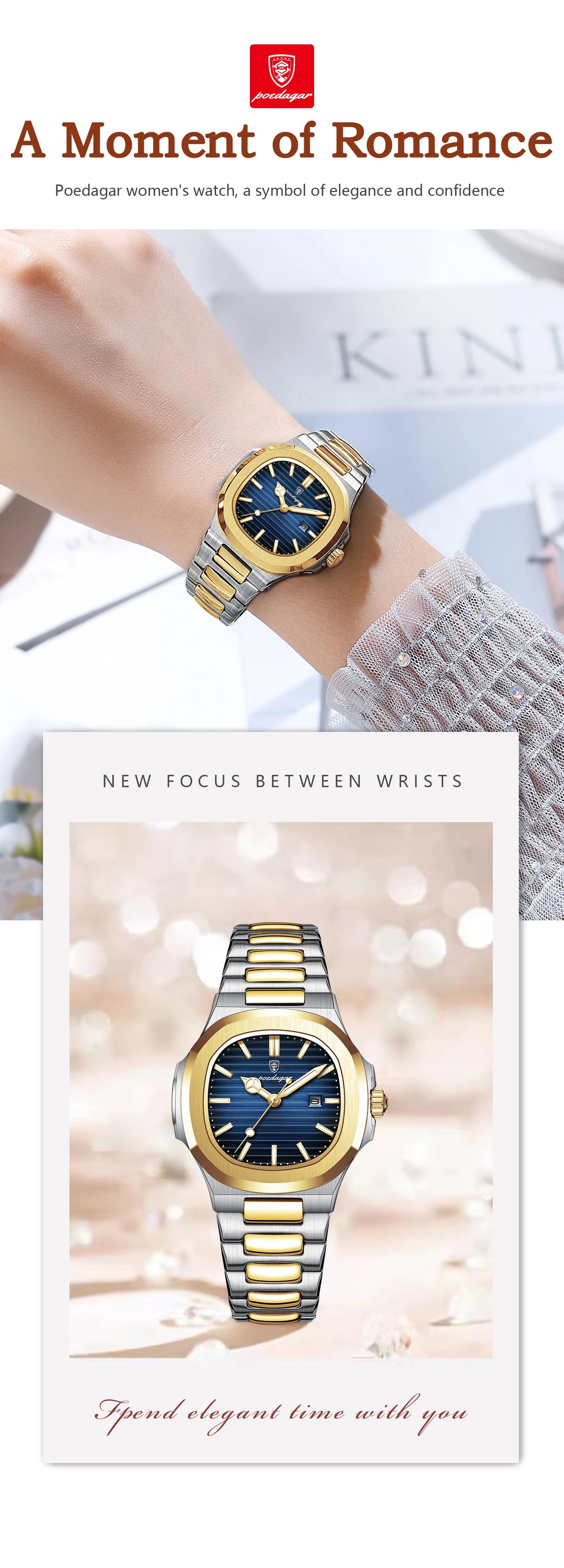 POEDAGAR Luxury Women's Square Watch