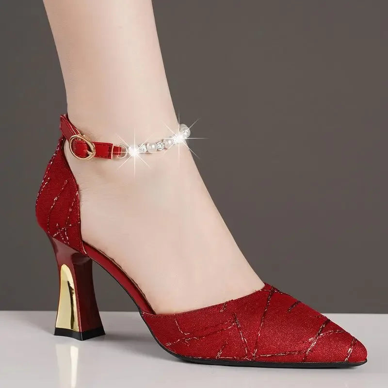 Beaded Pointed-Toe Heels for Women