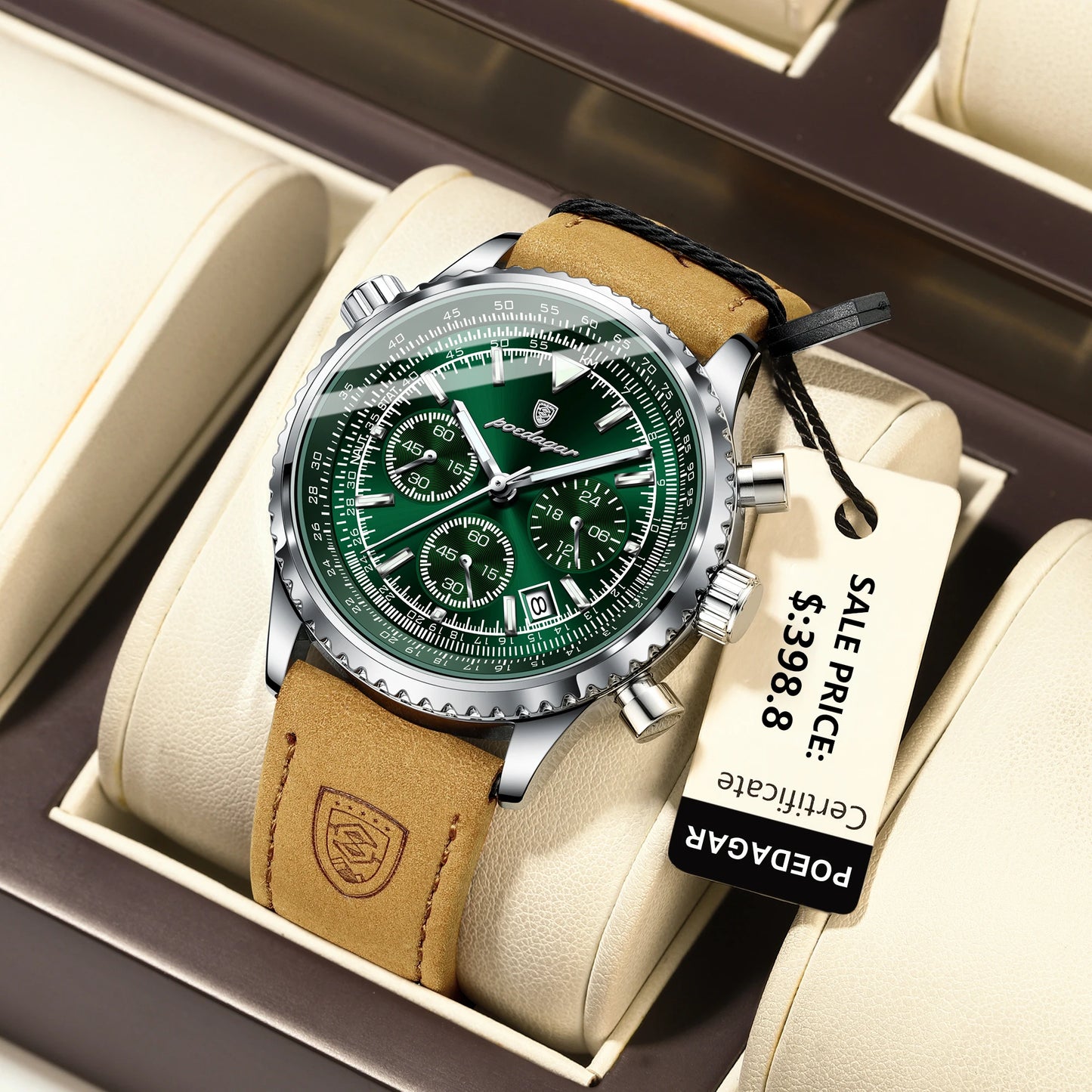 POEDAGAR Men's Luxury Sports Watch – Waterproof & Chronograph