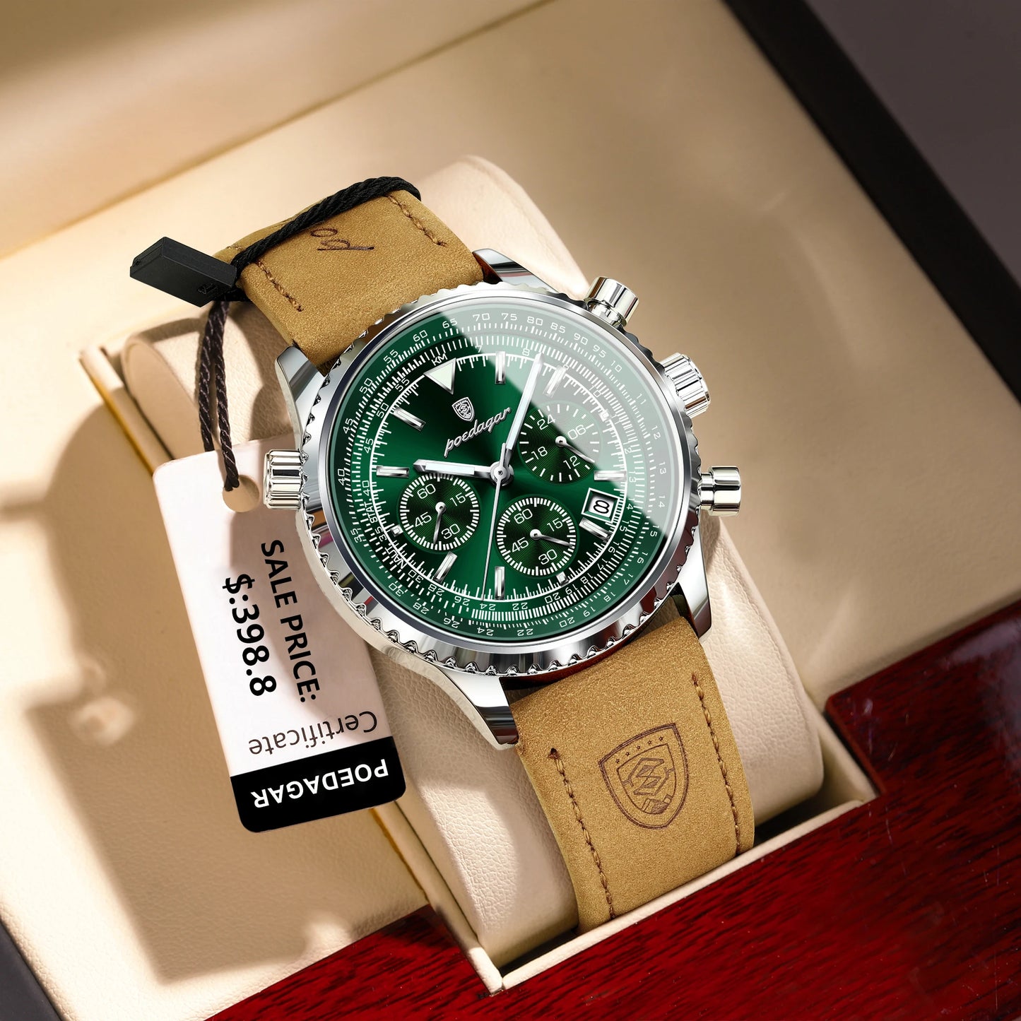 POEDAGAR Men's Luxury Sports Watch – Waterproof & Chronograph