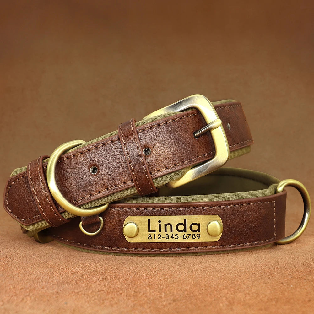 Custom PU Leather Dog Collar β Free Engraving, Adjustable & Padded