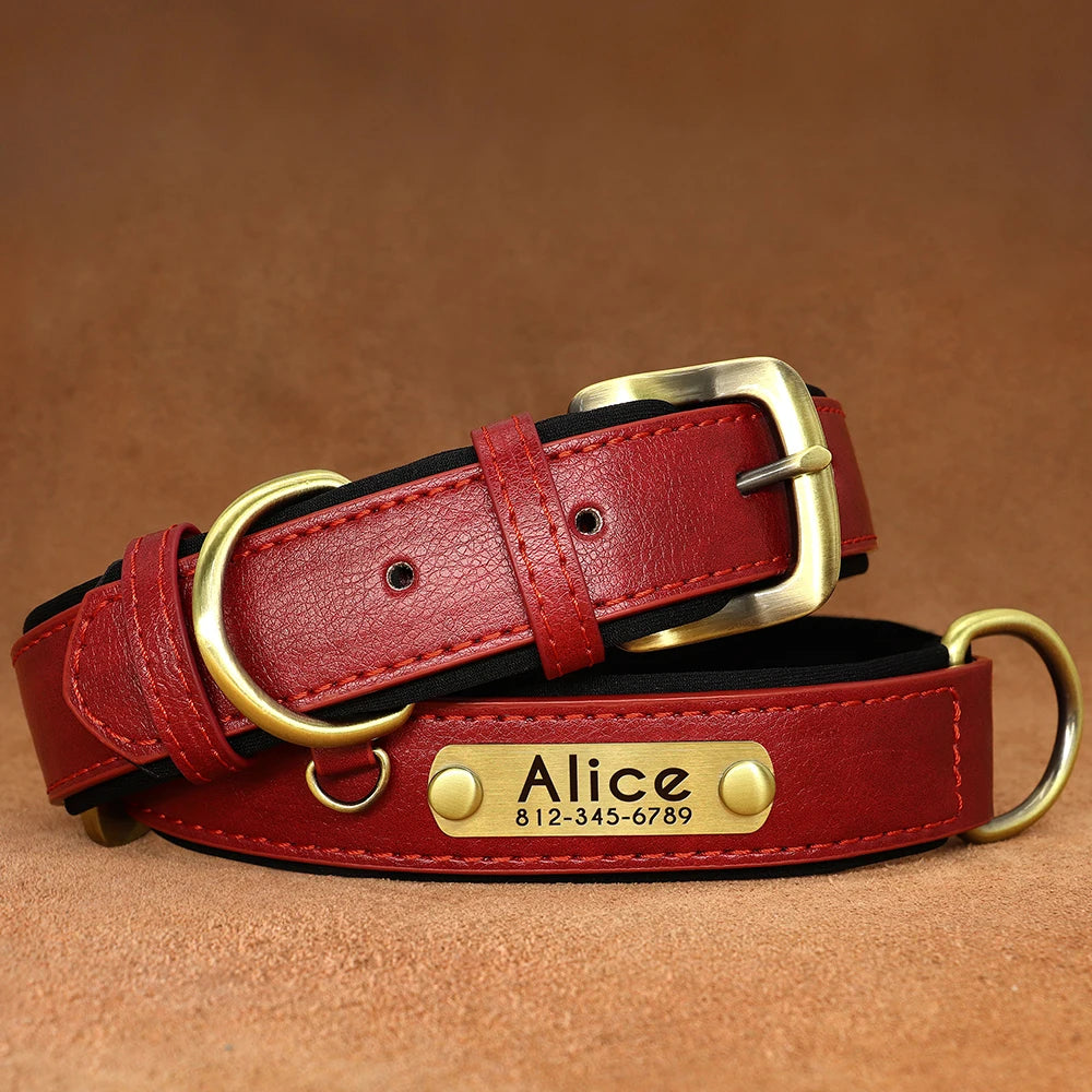 Custom PU Leather Dog Collar β Free Engraving, Adjustable & Padded