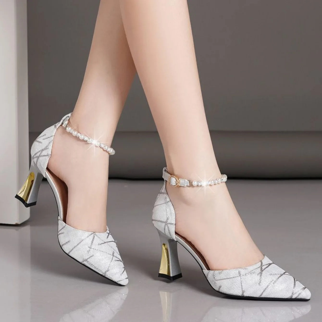 Beaded Pointed-Toe Heels for Women