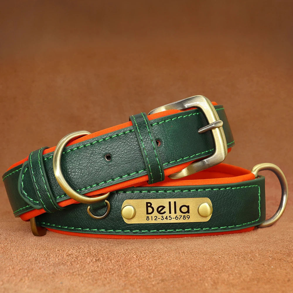 Custom PU Leather Dog Collar β Free Engraving, Adjustable & Padded