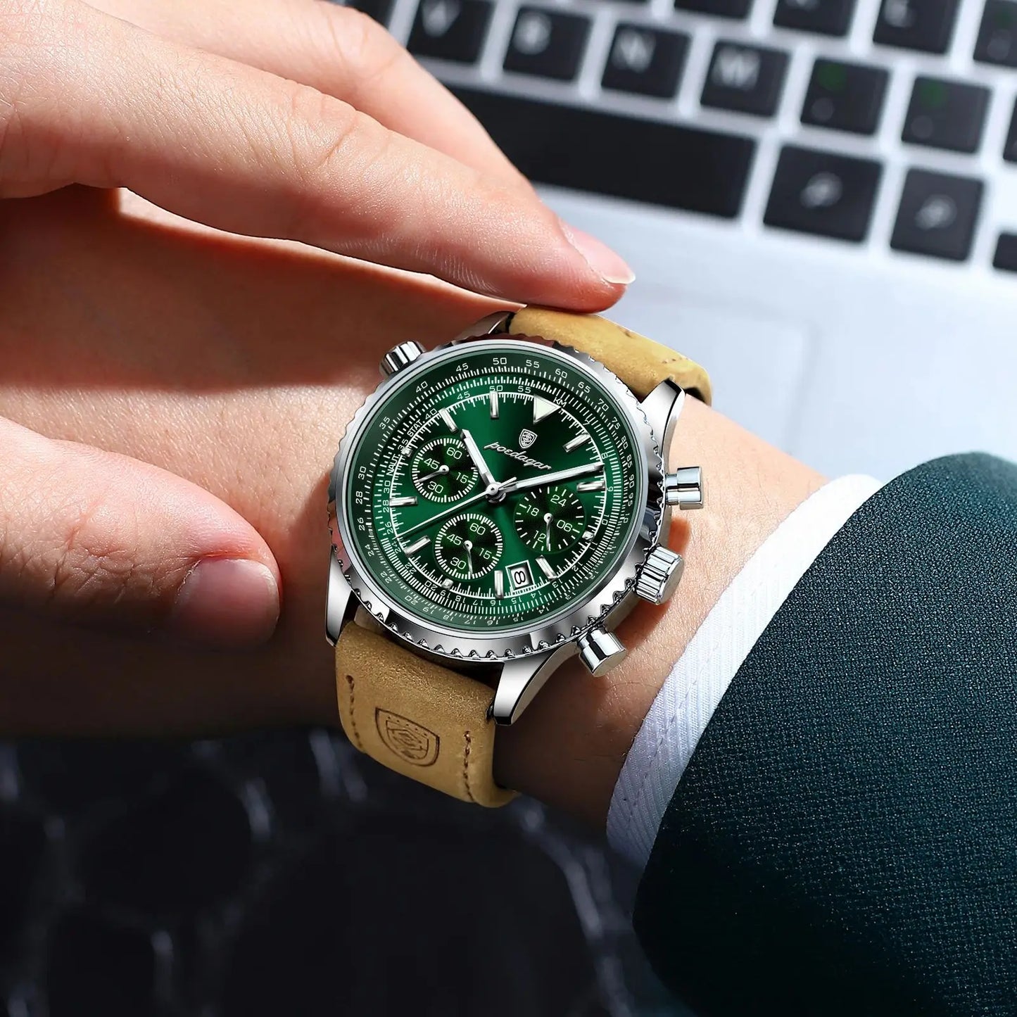 POEDAGAR Men's Luxury Sports Watch – Waterproof & Chronograph