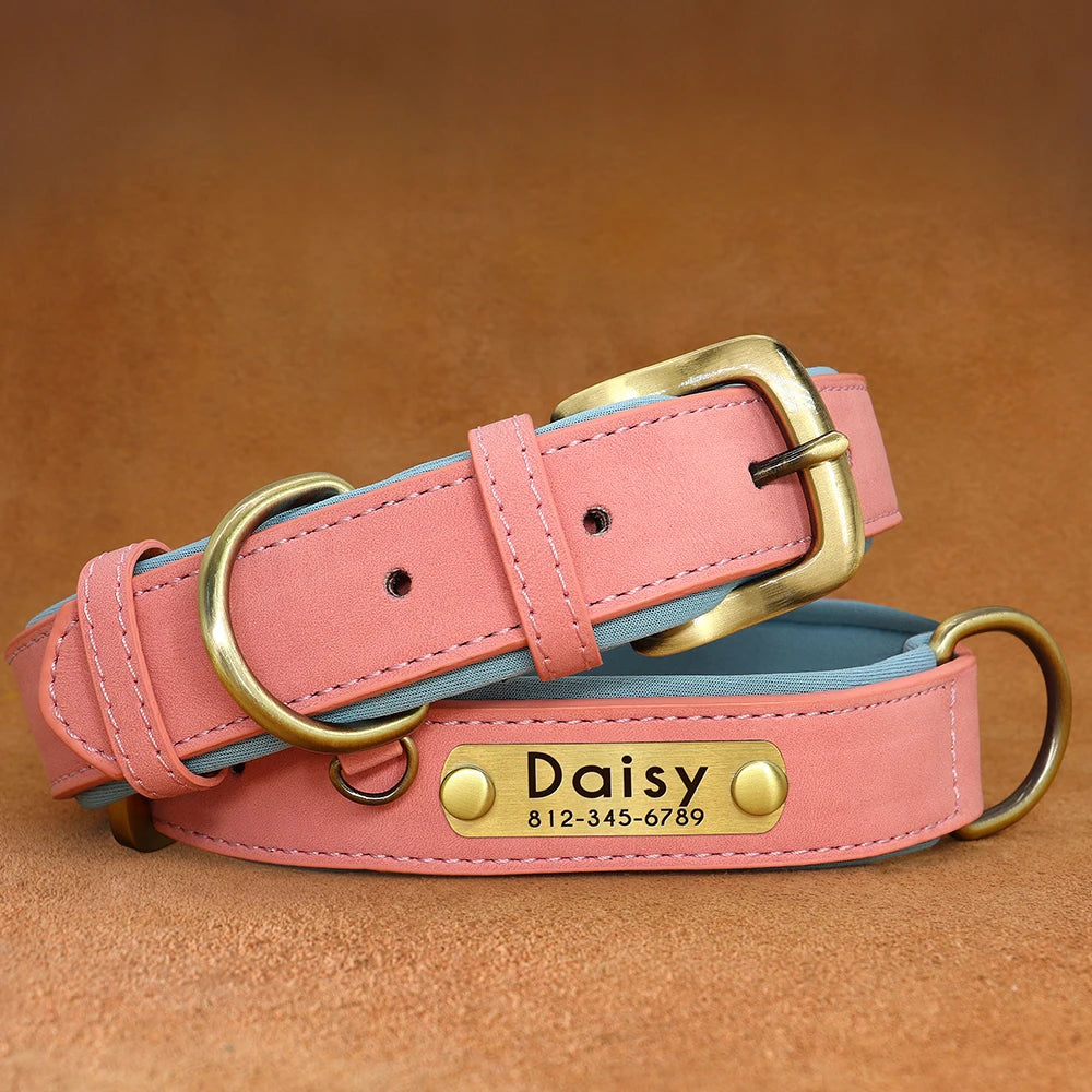 Custom PU Leather Dog Collar β Free Engraving, Adjustable & Padded