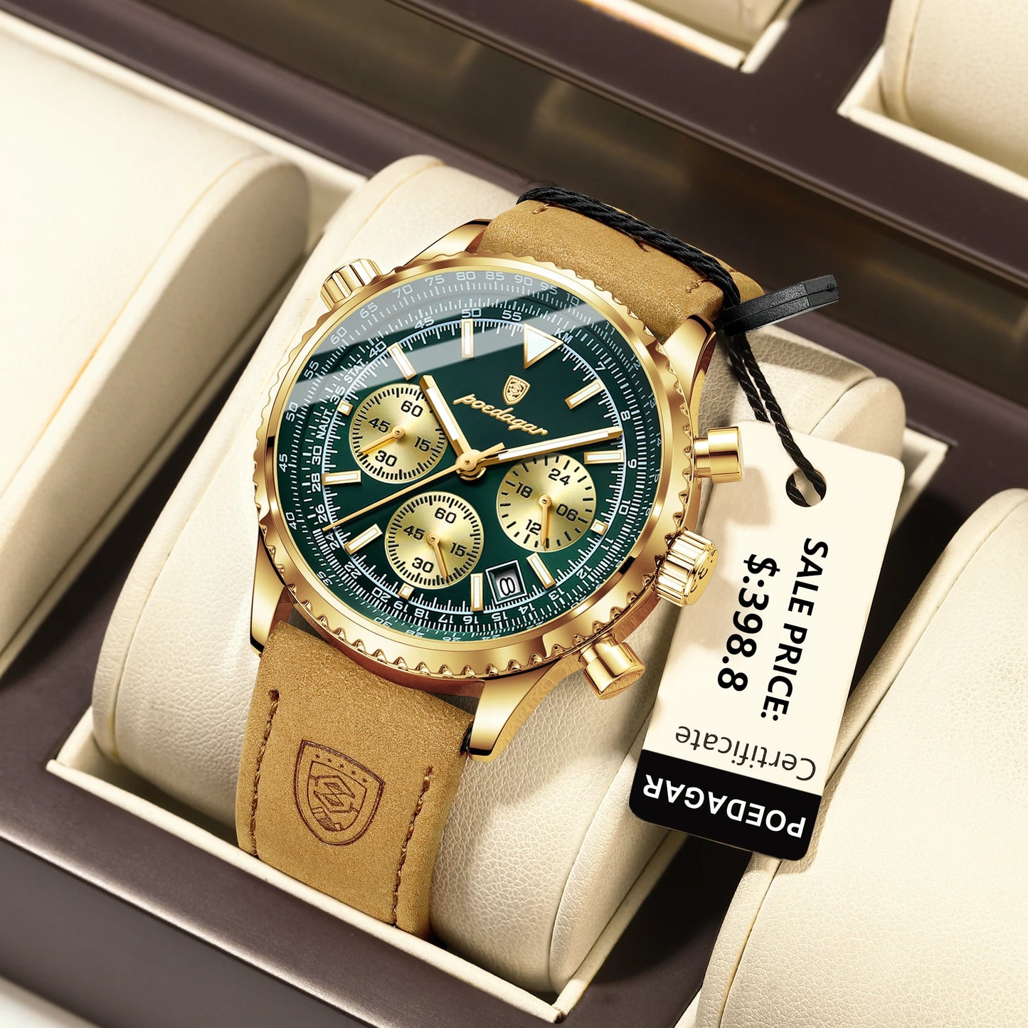 POEDAGAR Men's Luxury Sports Watch – Waterproof & Chronograph