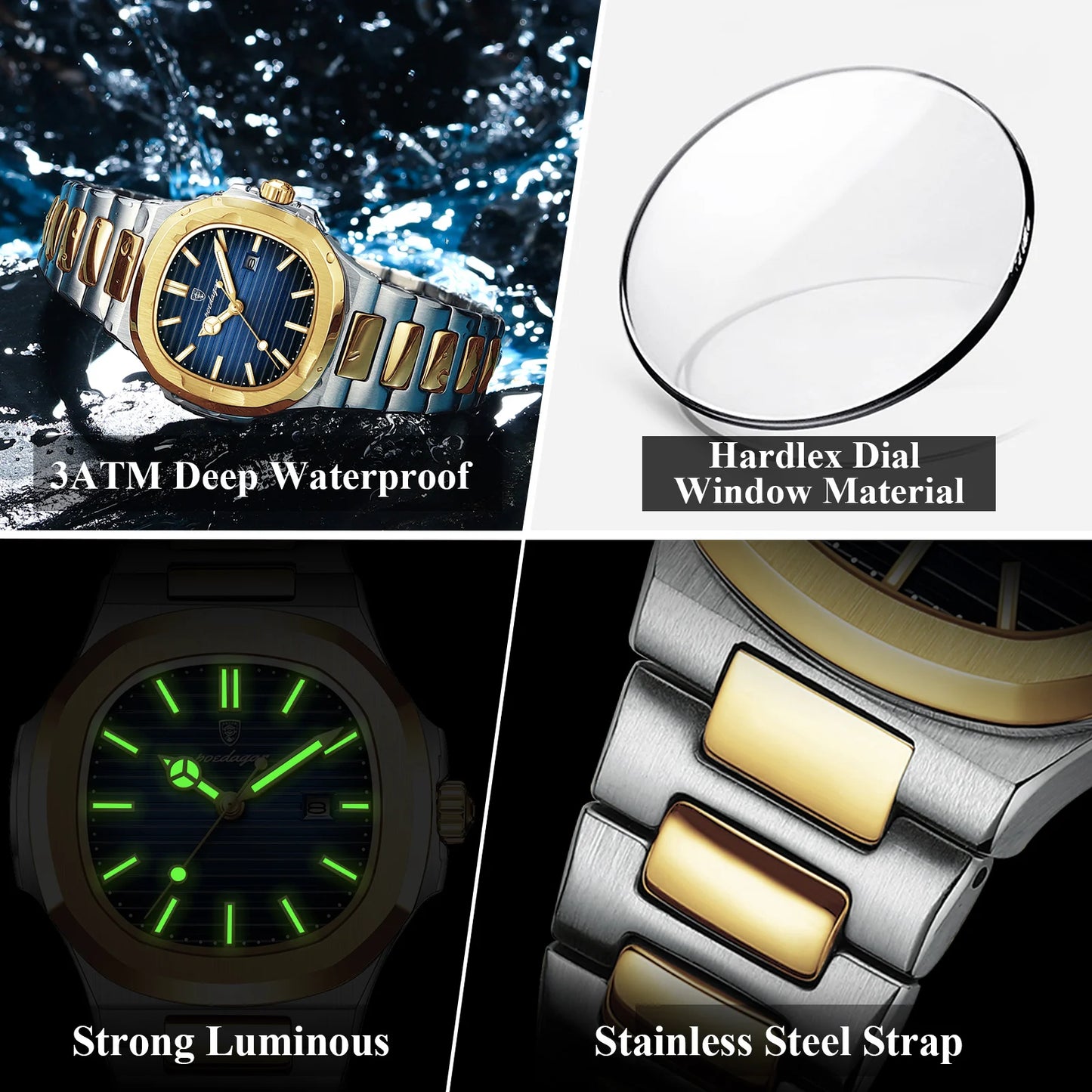 POEDAGAR Luxury Women's Square Watch