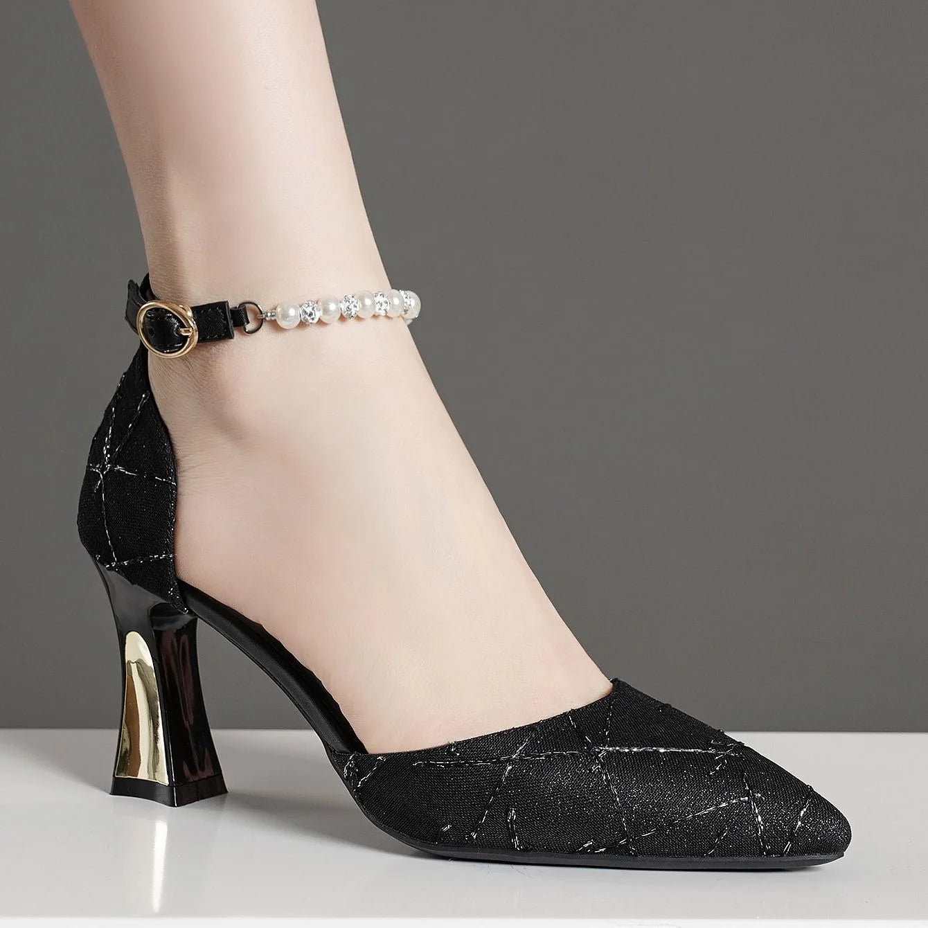 Beaded Pointed-Toe Heels for Women
