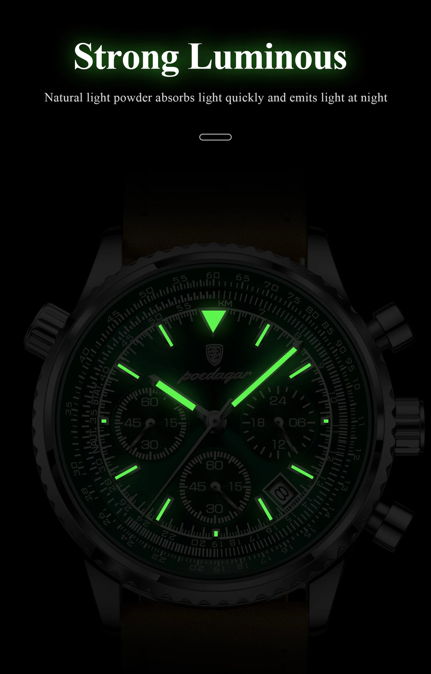 POEDAGAR Men's Luxury Sports Watch – Waterproof & Chronograph