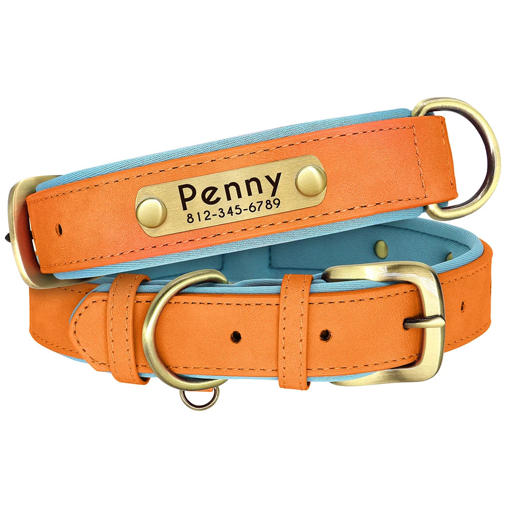 Custom PU Leather Dog Collar β Free Engraving, Adjustable & Padded