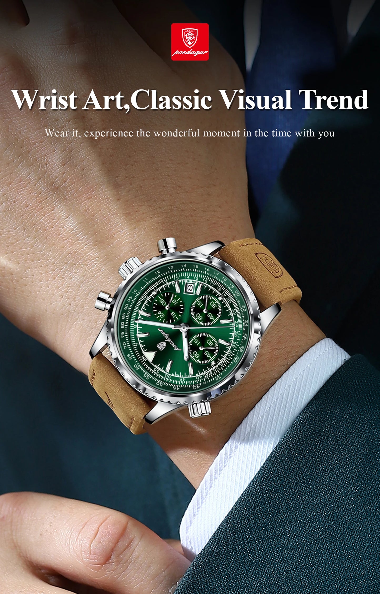 POEDAGAR Men's Luxury Sports Watch – Waterproof & Chronograph