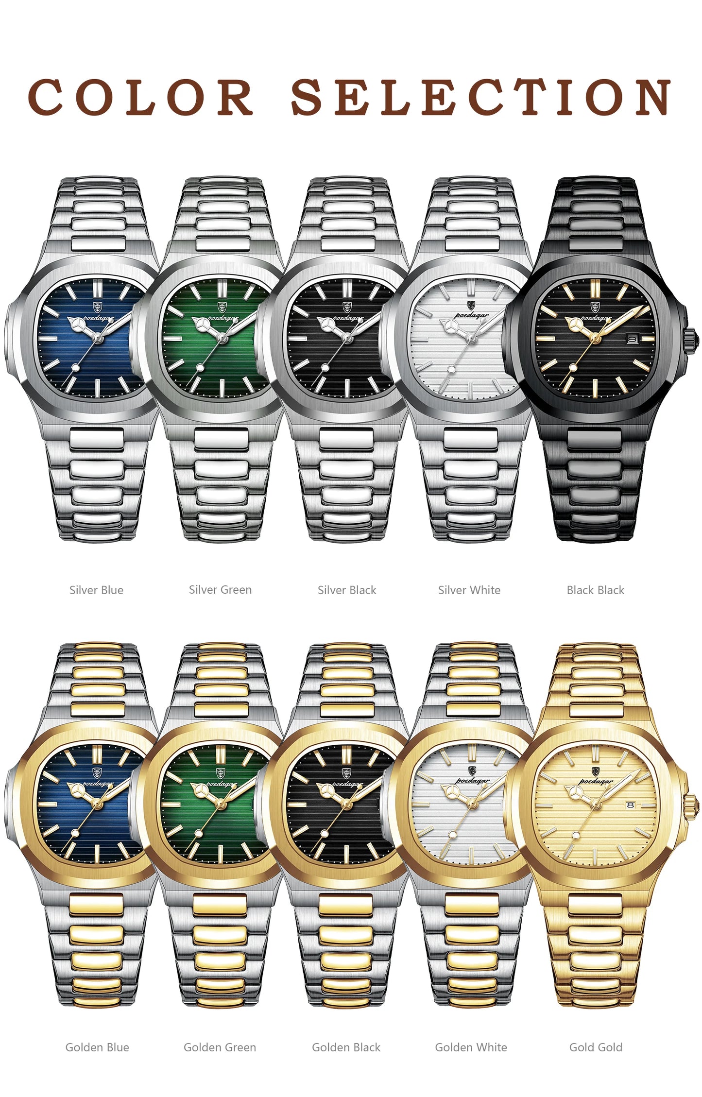 POEDAGAR Luxury Women's Square Watch