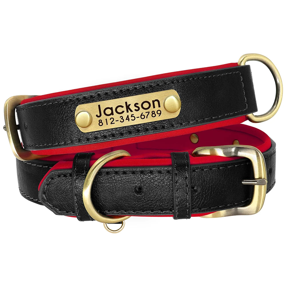 Custom PU Leather Dog Collar β Free Engraving, Adjustable & Padded
