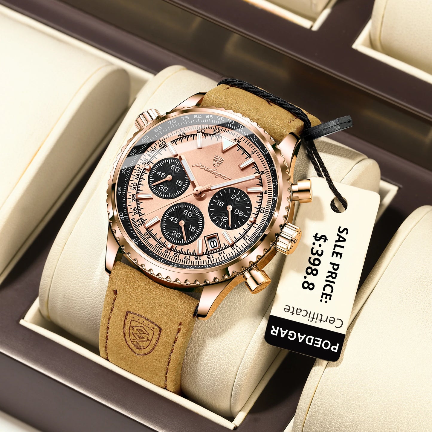 POEDAGAR Men's Luxury Sports Watch – Waterproof & Chronograph