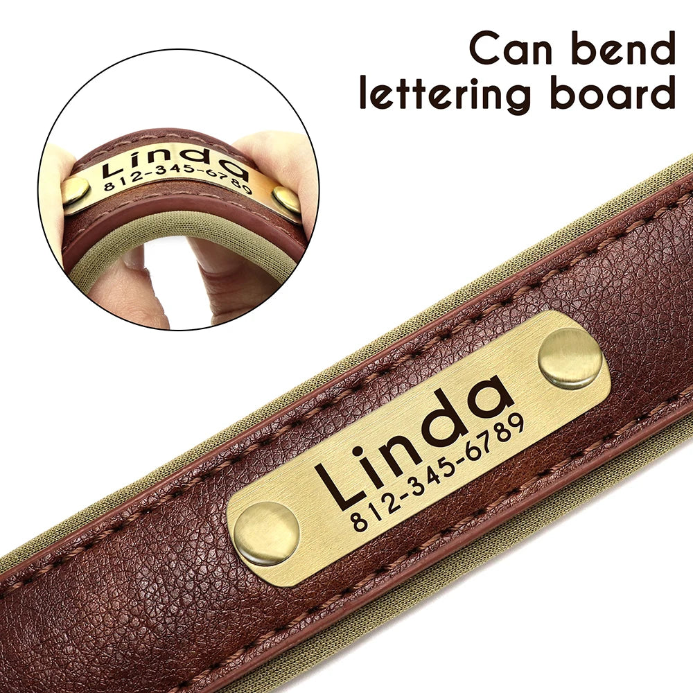 Custom PU Leather Dog Collar β Free Engraving, Adjustable & Padded