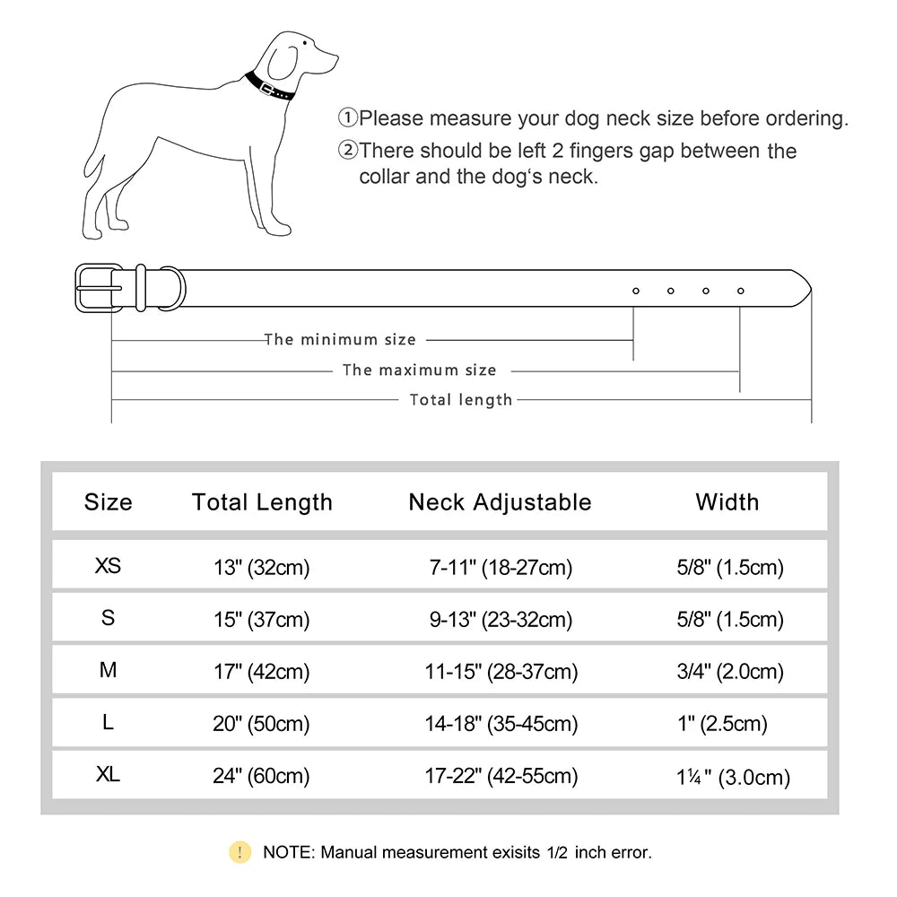 Custom PU Leather Dog Collar β Free Engraving, Adjustable & Padded