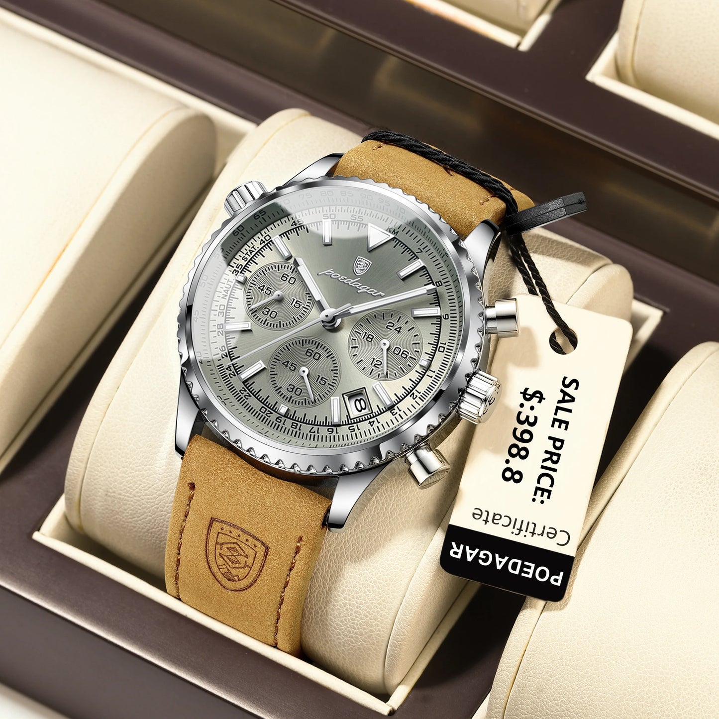 POEDAGAR Men's Luxury Sports Watch – Waterproof & Chronograph