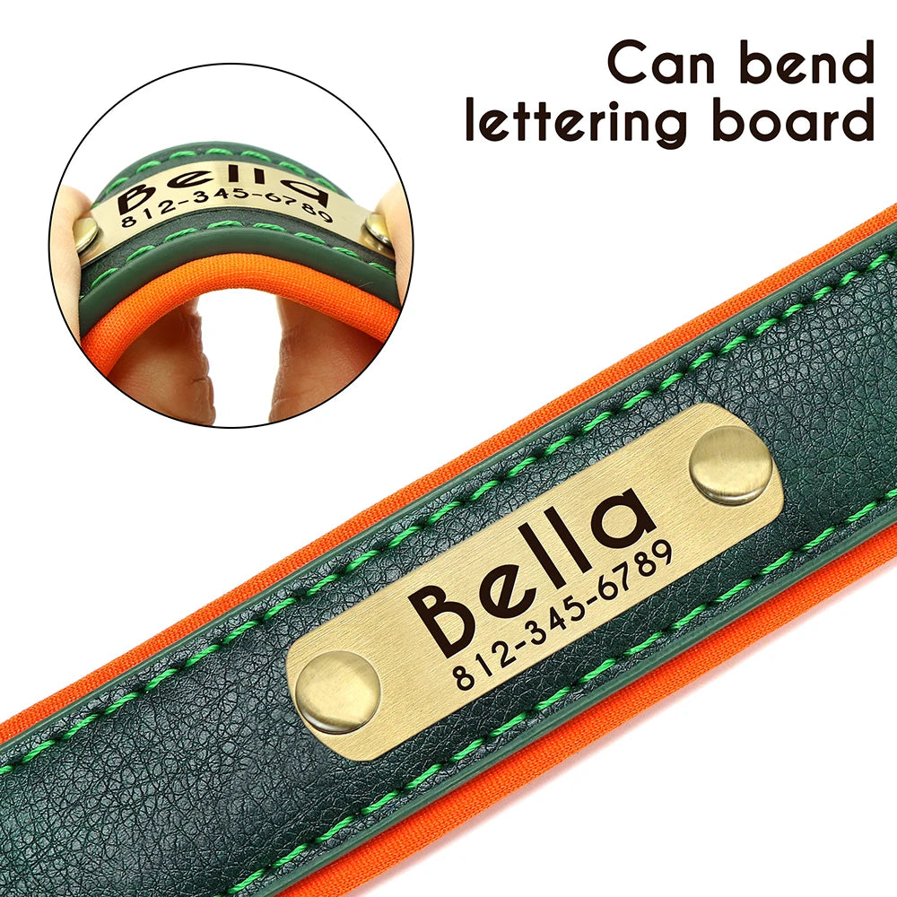 Custom PU Leather Dog Collar β Free Engraving, Adjustable & Padded