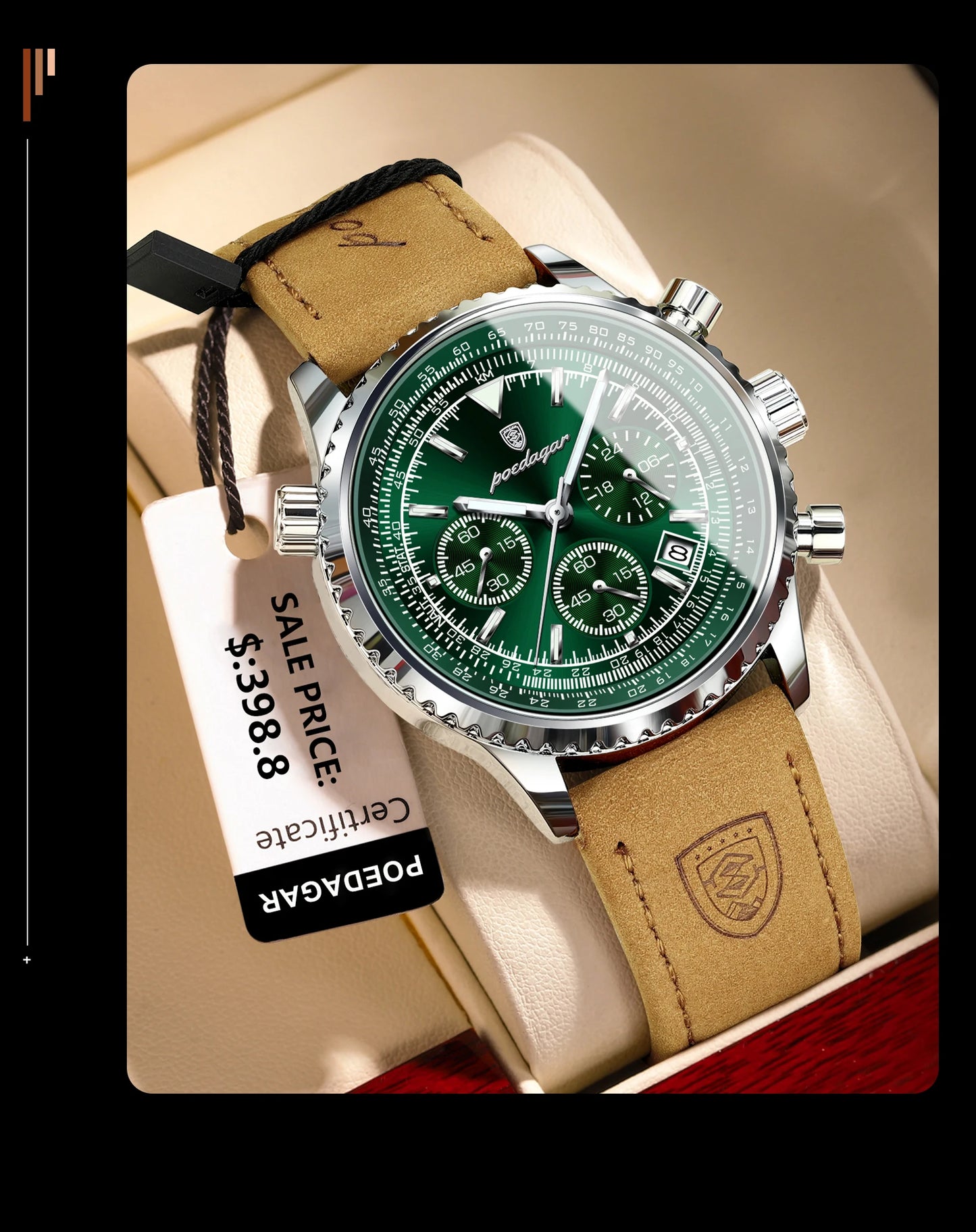 POEDAGAR Men's Luxury Sports Watch – Waterproof & Chronograph