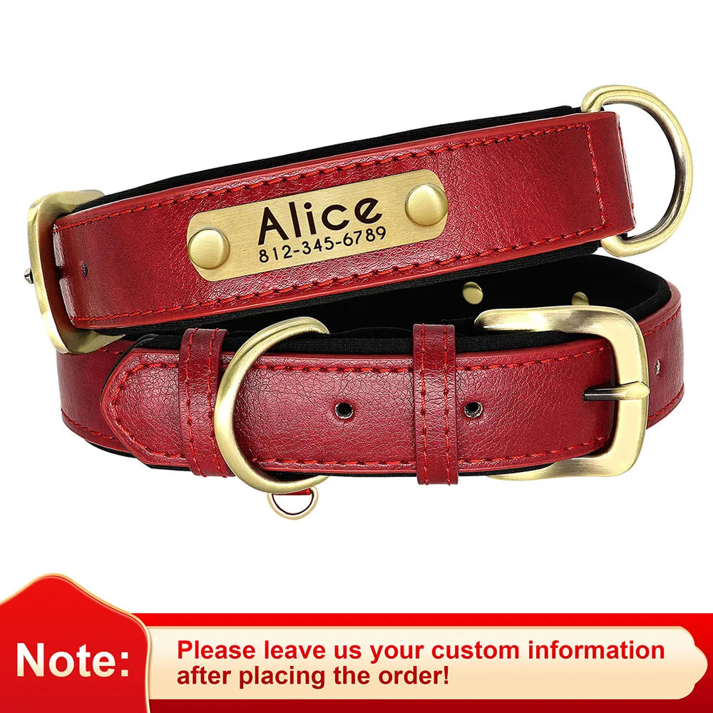 Custom PU Leather Dog Collar β Free Engraving, Adjustable & Padded