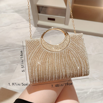 Golden Clutch Bag – Elegant Shoulder Purse for Party & Wedding