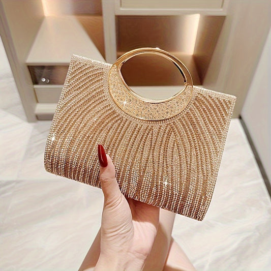 Golden Clutch Bag – Elegant Shoulder Purse for Party & Wedding