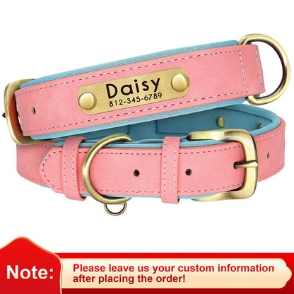 Custom PU Leather Dog Collar – Free Engraving, Adjustable & Padded
