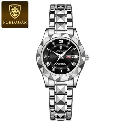 Ladies "POEDAGAR Luxury Dress Watch" - Luminous, Waterproof, Date - EasyDailyLife