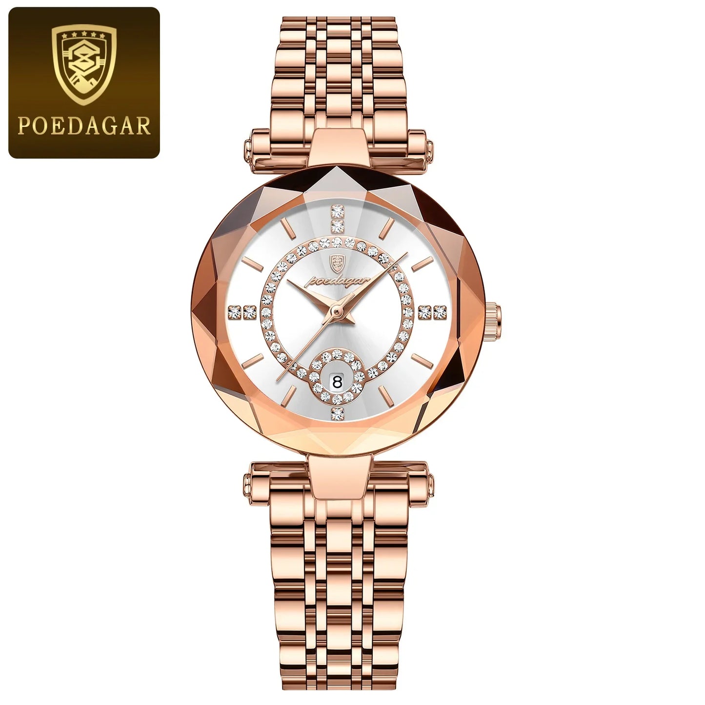 POEDAGAR Women's Luxury Diamond Watch – Stainless Steel & Waterproof - EasyDailyLife