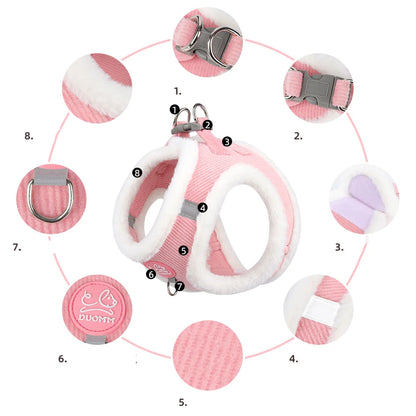 Rabbit Fur Harness with FREE Leash Set – Warm & Adjustable for Cats & Small Dogs