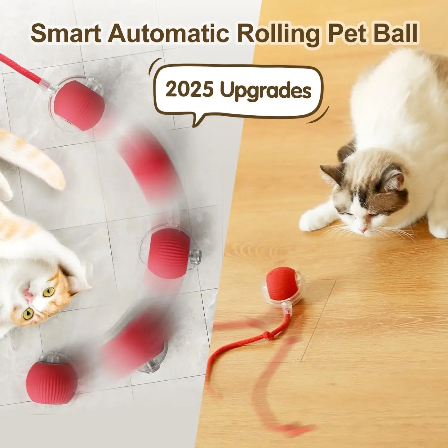 Smart Rechargeable Cat Toy – Rolling Ball with Tail - EasyDailyLife