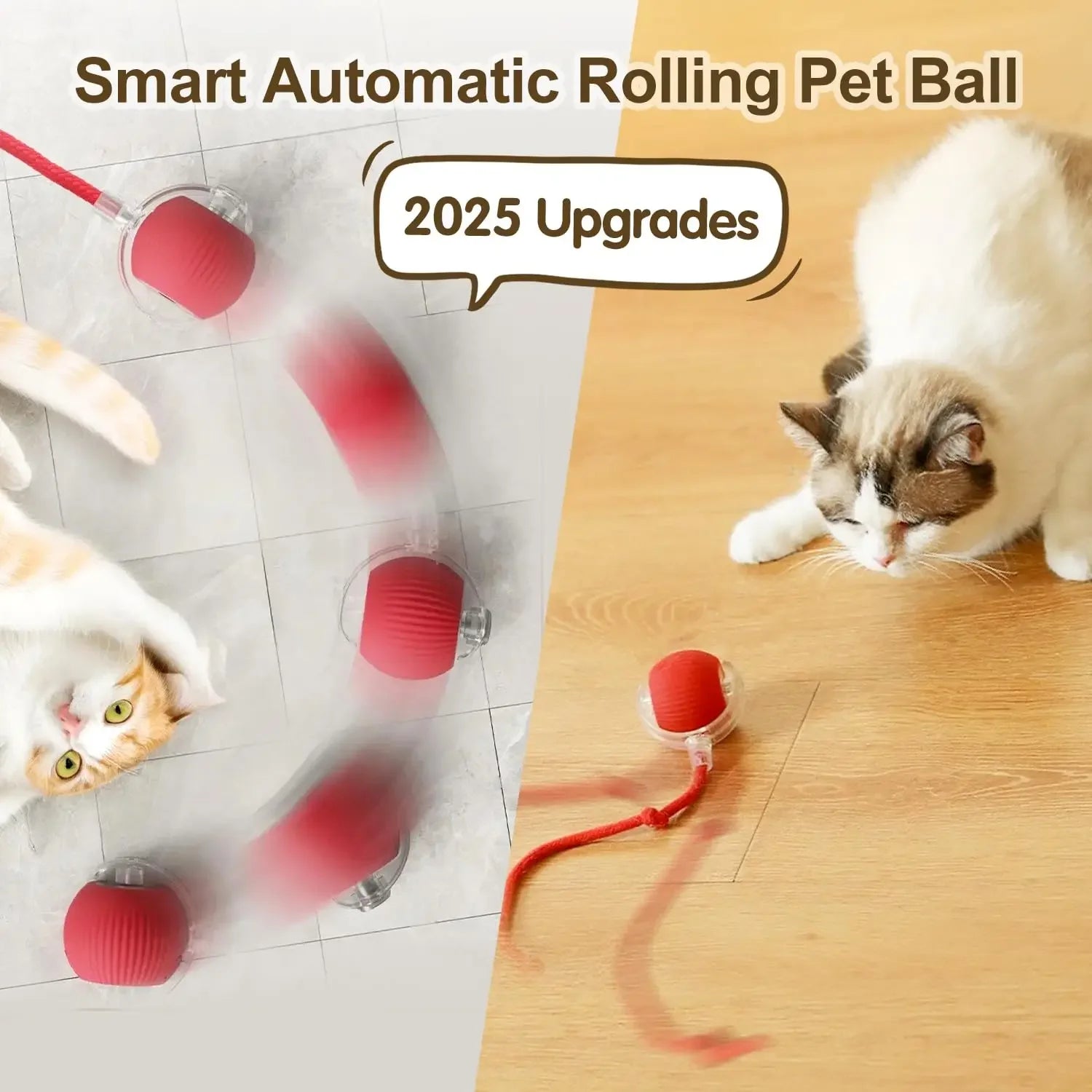 Smart Rechargeable Cat Toy – Rolling Ball with Tail - EasyDailyLife