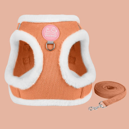 Rabbit Fur Harness with FREE Leash Set – Warm & Adjustable for Cats & Small Dogs