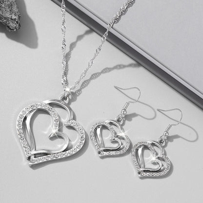 3-Piece Heart Jewelry Set – Earrings & Pendant Necklace