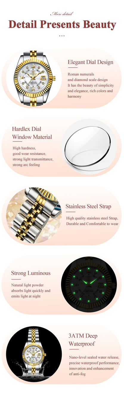 Luxury Women's Waterproof Stainless Steel Quartz Watch - EasyDailyLife