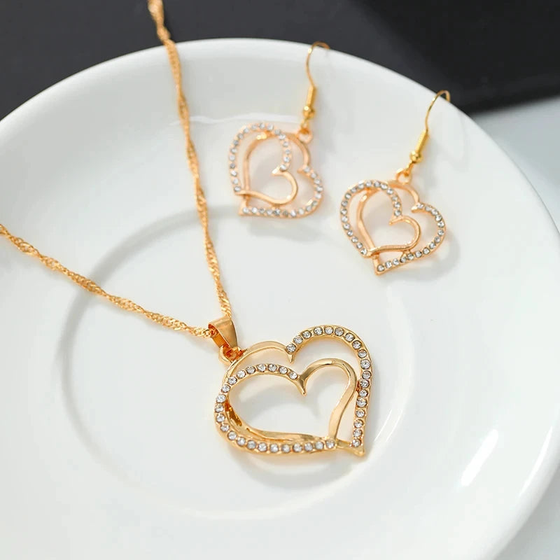3-Piece Heart Jewelry Set – Earrings & Pendant Necklace