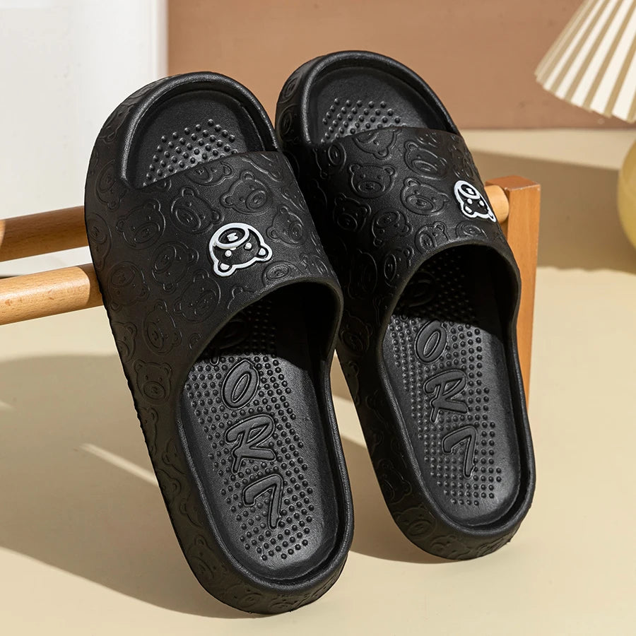 Non-Slip Bear Print Slippers – Soft & Comfortable Indoor Sandals for Women - EasyDailyLife
