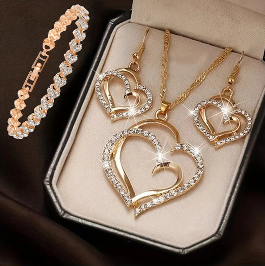 3-Piece Heart Jewelry Set – Earrings & Pendant Necklace