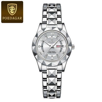 Ladies "POEDAGAR Luxury Dress Watch" - Luminous, Waterproof, Date - EasyDailyLife