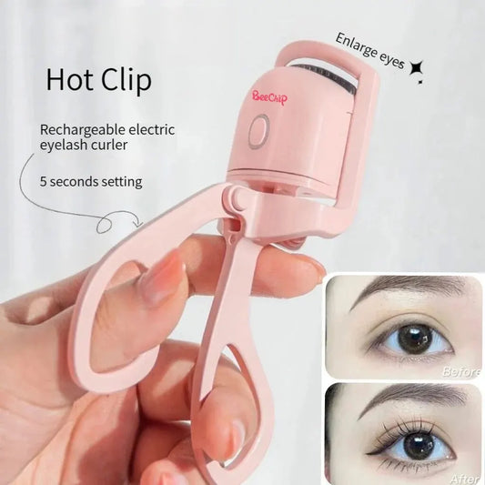 Pink Electric Eyelash Curler: Fast Heating, Portable, Lasting Curl - EasyDailyLife