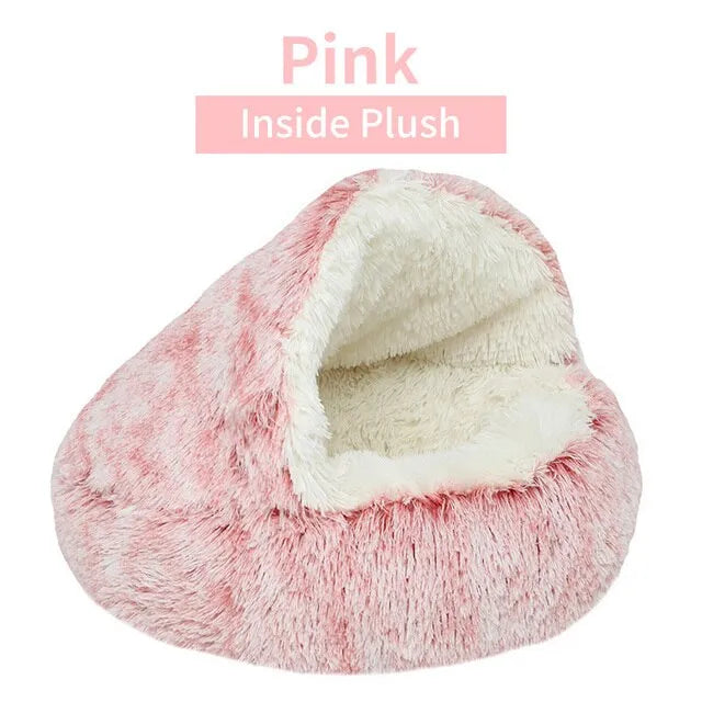 Warm Soft Plush Round Cat and Puppy Bed - EasyDailyLife