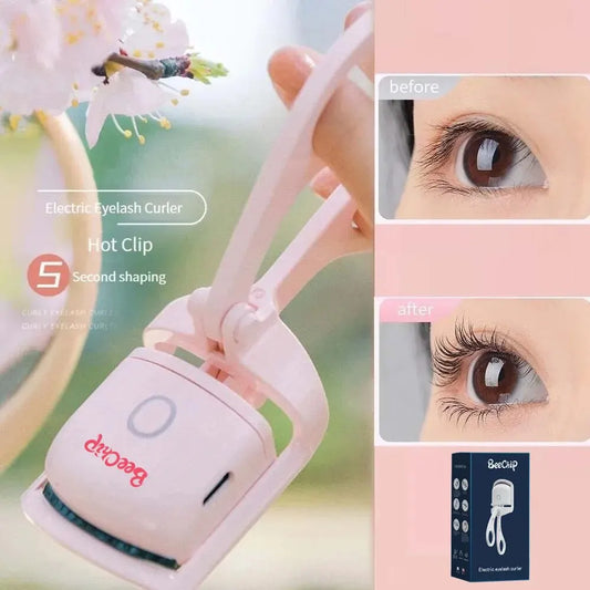Pink Electric Eyelash Curler: Fast Heating, Portable, Lasting Curl - EasyDailyLife